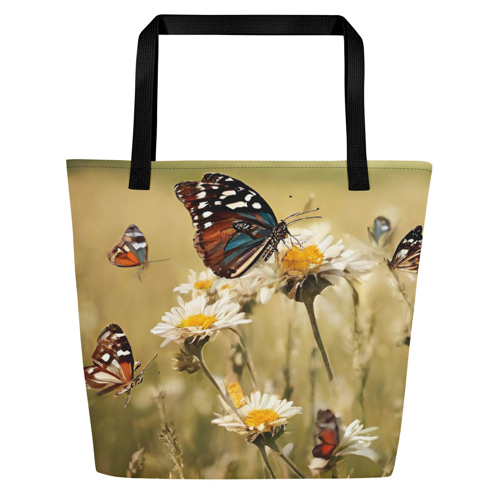 Fluttering Courage All-Over Print Large Tote Bag