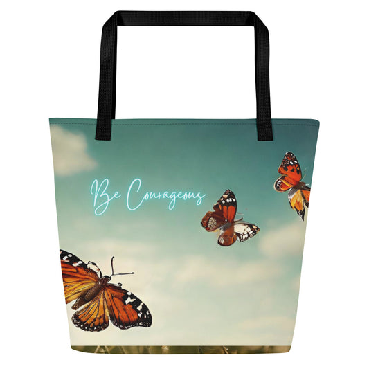 Fluttering Courage All-Over Print Large Tote Bag