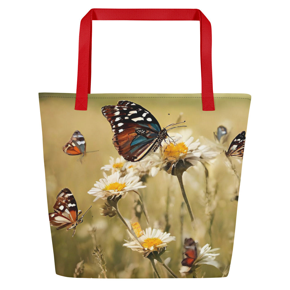 Fluttering Courage All-Over Print Large Tote Bag