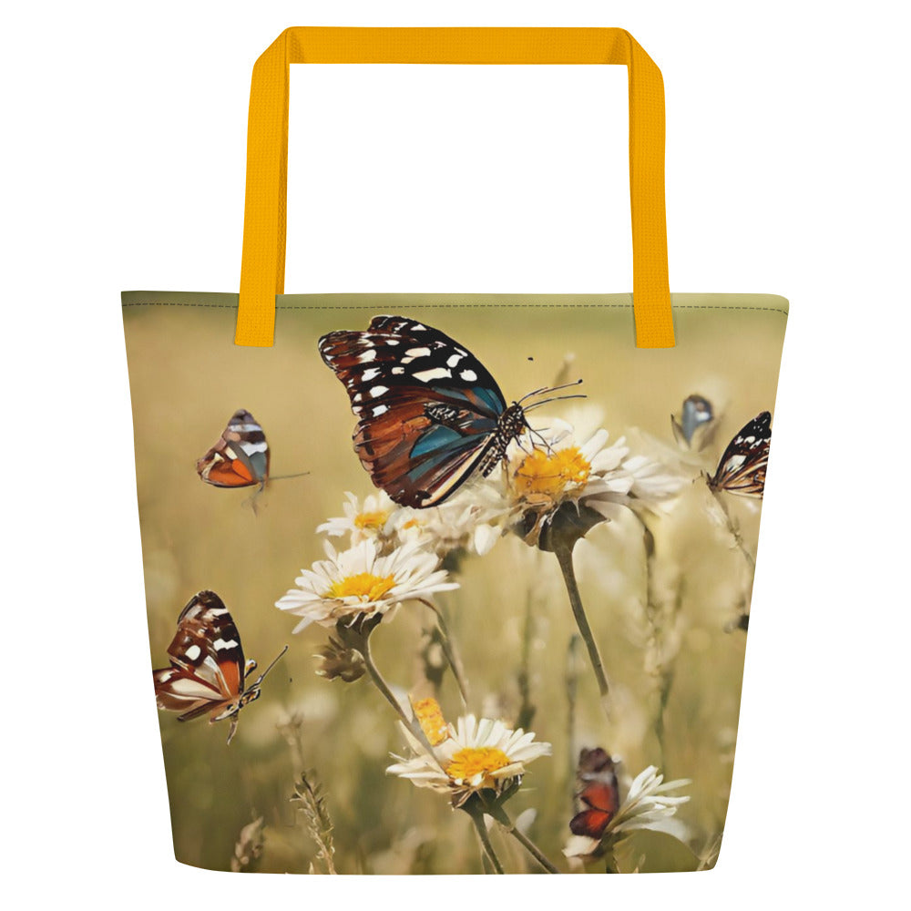 Fluttering Courage All-Over Print Large Tote Bag