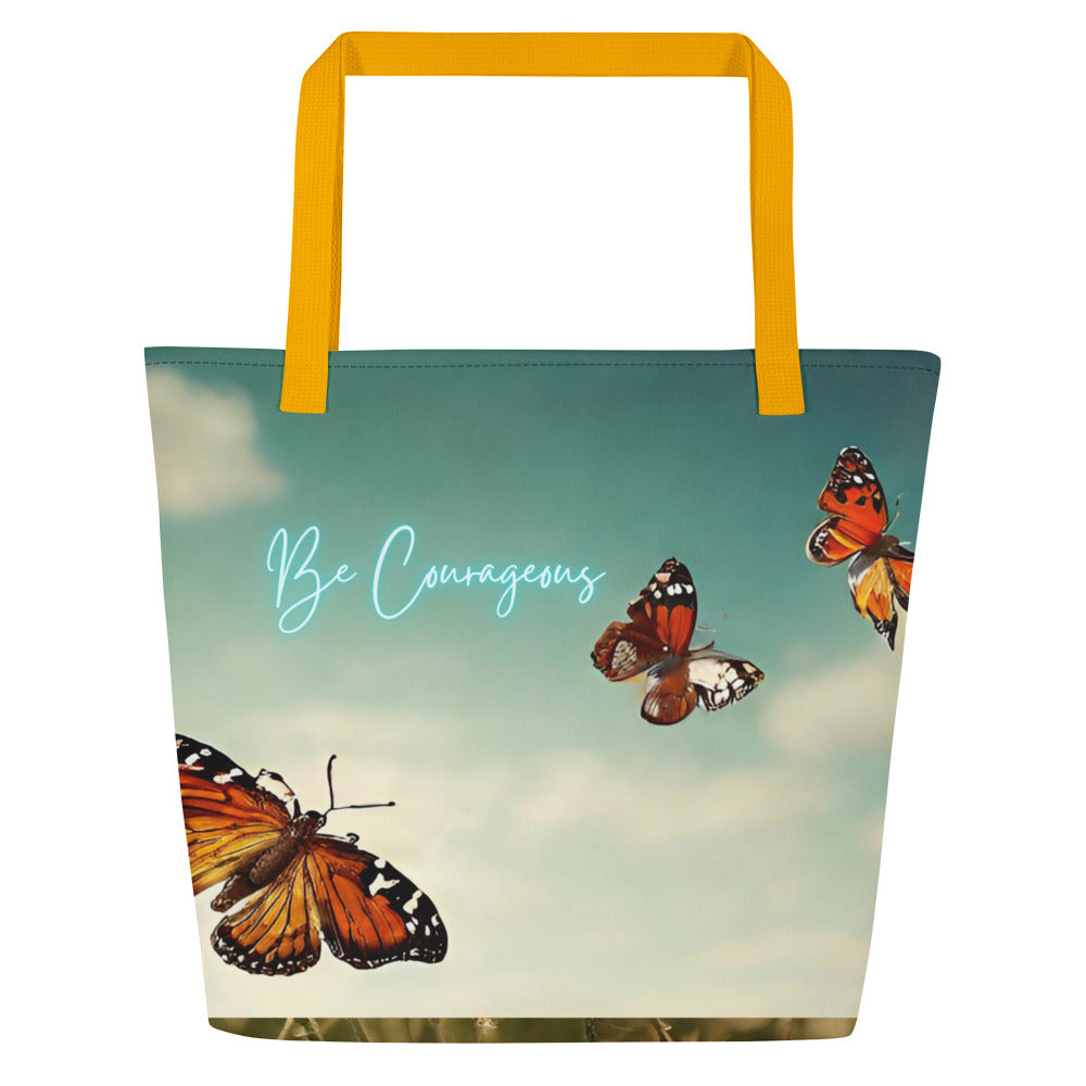 Fluttering Courage All-Over Print Large Tote Bag