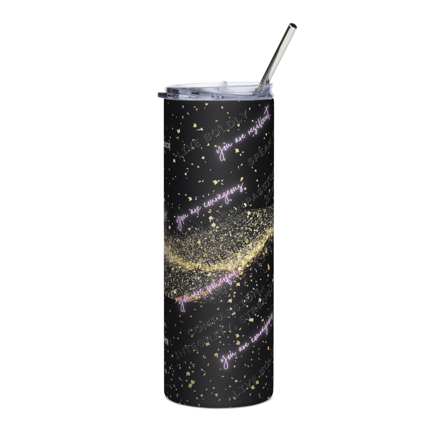 Empowerment Elixir Stainless Steel Tumbler - A Symphony of Strength and Resilience