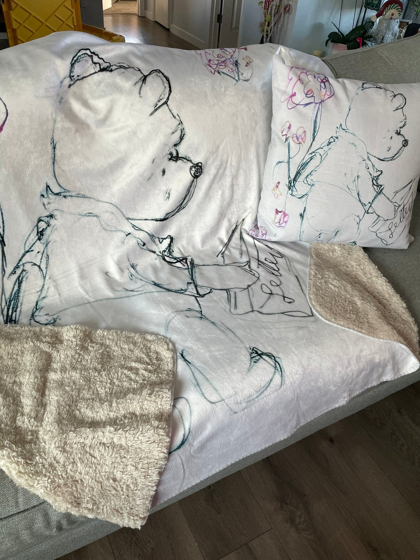 Grandma's Whimsy Winnie The Pooh Keepsake Sherpa Blanket
